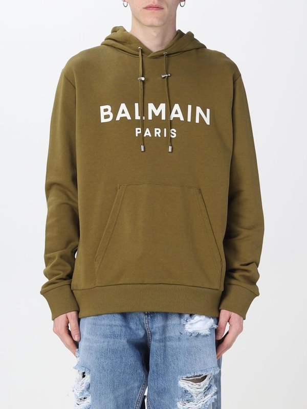 발망 SS23 Balmain cotton sweatshirt AH1JR002BB65 UEG Khaki