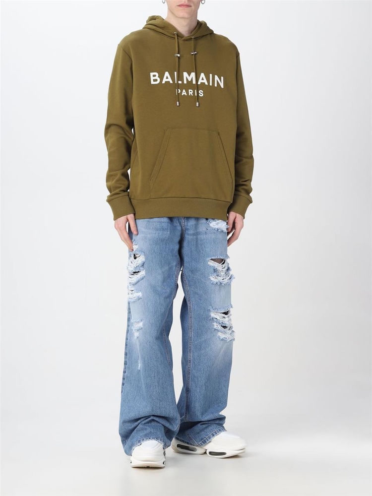 발망 SS23 Balmain cotton sweatshirt AH1JR002BB65 UEG Khaki