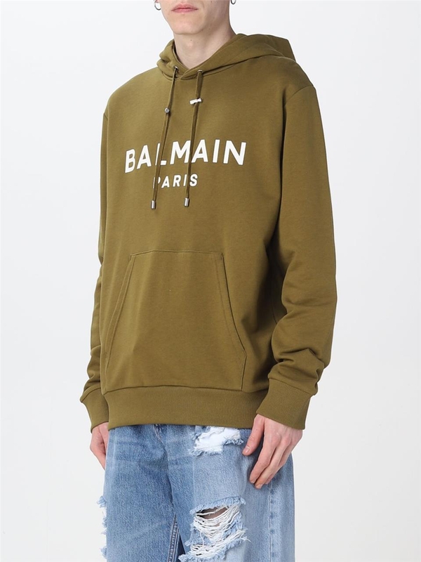 발망 SS23 Balmain cotton sweatshirt AH1JR002BB65 UEG Khaki