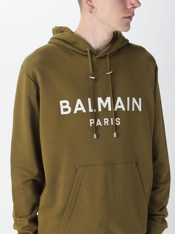 발망 SS23 Balmain cotton sweatshirt AH1JR002BB65 UEG Khaki