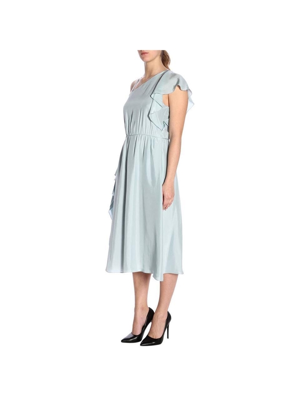 엠포리오 아르마니 SS19 Emporio Armani Silk Satin Draped Dress 2NA3AT 22305 714 Dusty Blue