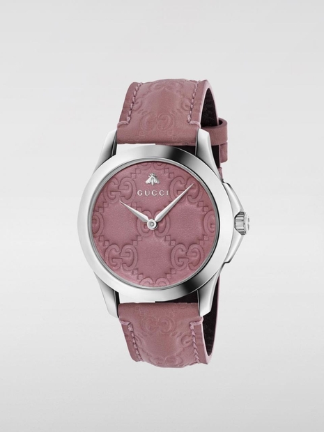 구찌 FW18 G-Timeless watch 38 mm case with embossed GG monogram YA1264030 Pink