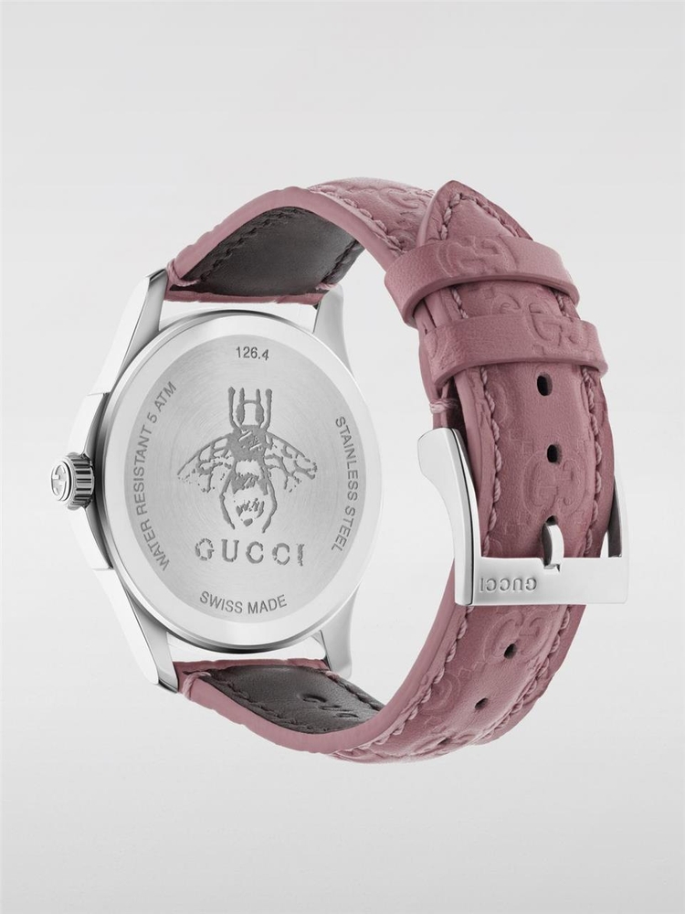 구찌 FW18 G-Timeless watch 38 mm case with embossed GG monogram YA1264030 Pink