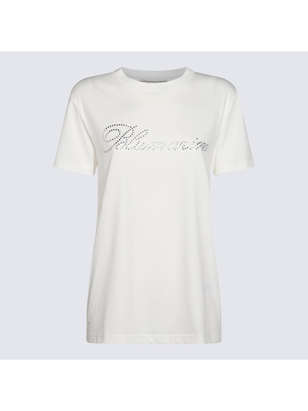 블루마린 FW24 Blumarine T-shirts and Polos A444T038AN0100 OPTICAL WHITE