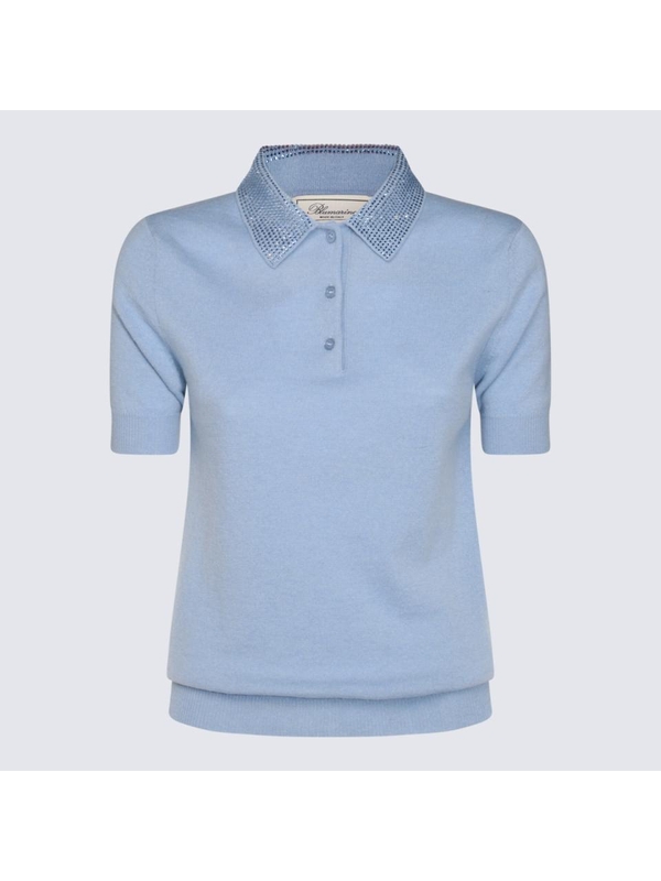 블루마린 FW24 Blumarine T-shirts and Polos A444M095AN0650 CASHMERE BLUE