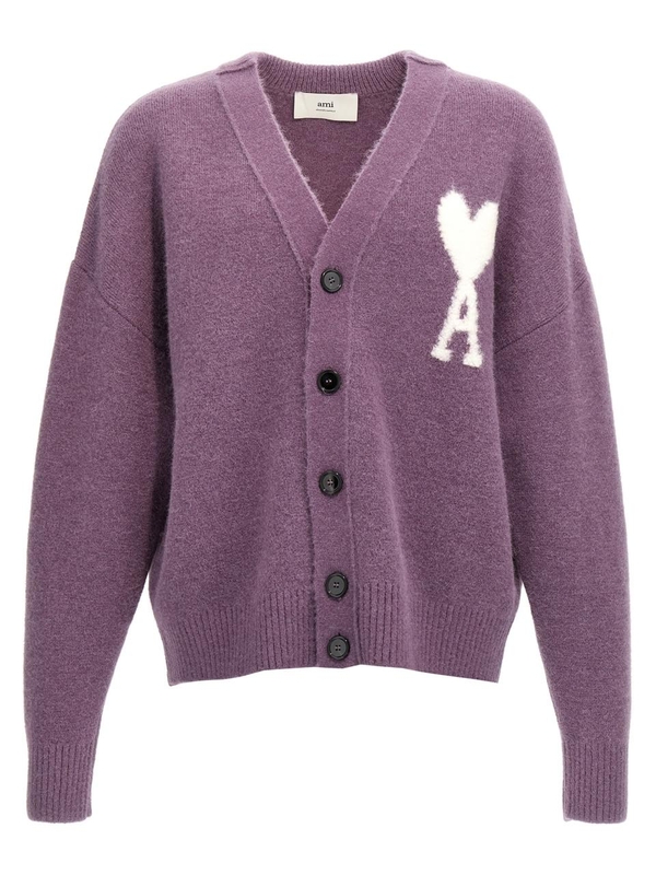 아미 FW24 Ami De Coeur cardigan UKC025KN0032504 Purple