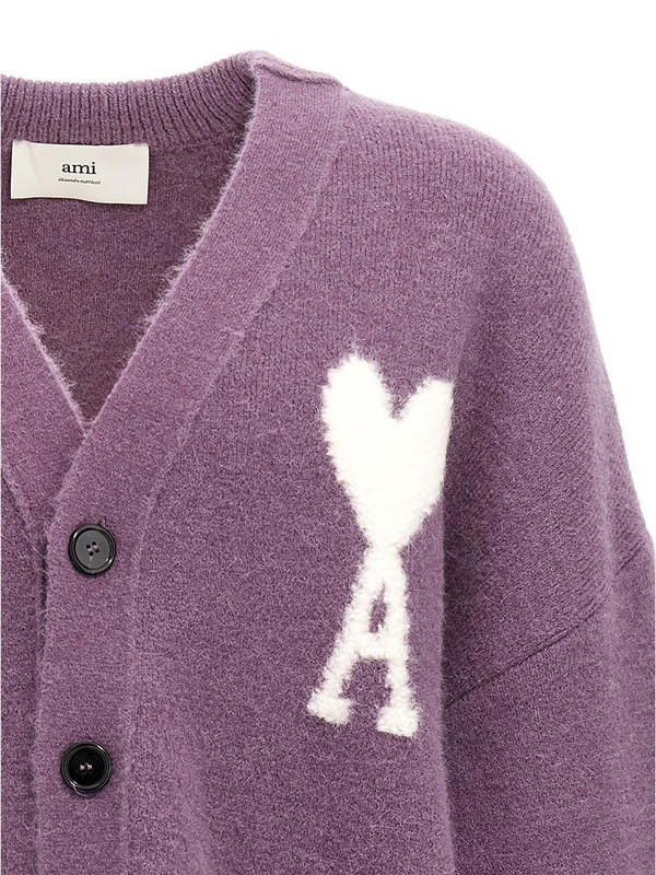 아미 FW24 Ami De Coeur cardigan UKC025KN0032504 Purple