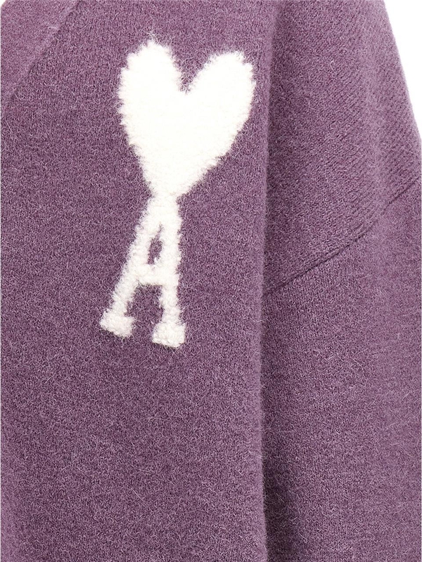 아미 FW24 Ami De Coeur cardigan UKC025KN0032504 Purple