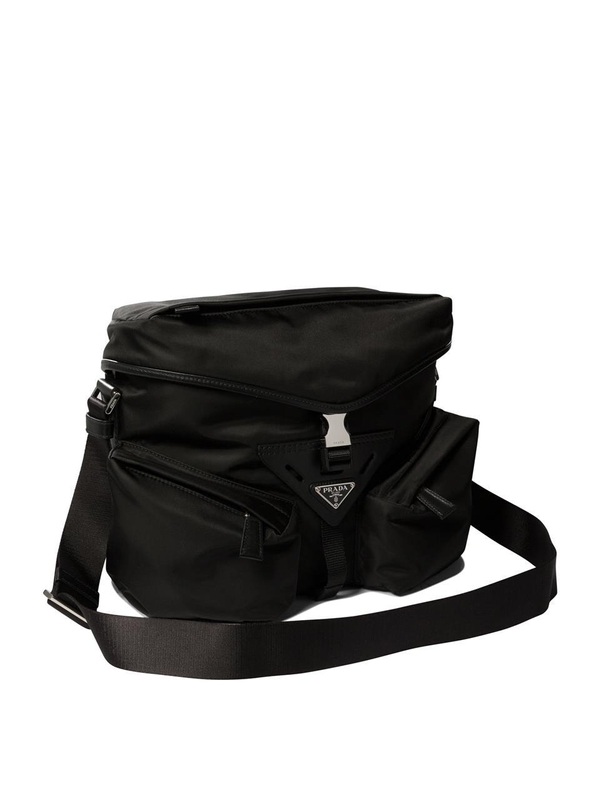 프라다 SS25 Re-Nylon and leather crossbody bag 2VD0622DW3F0002 V NYO Black  