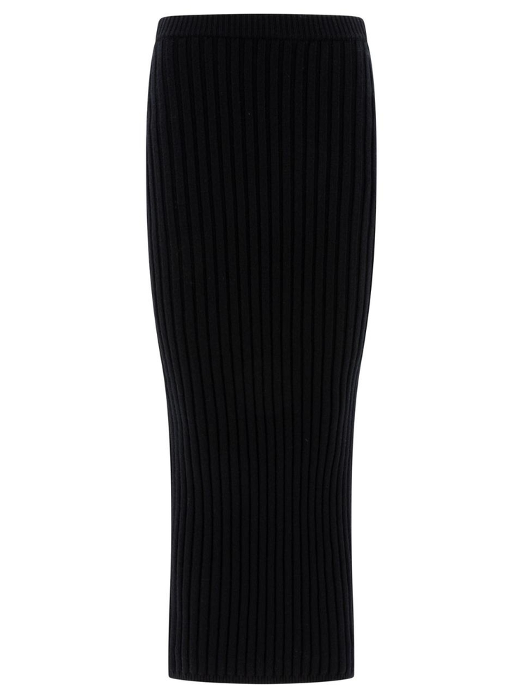 막스마라 FW24 Wool and cashmere knit skirt 2421306033600SETA005 Black  