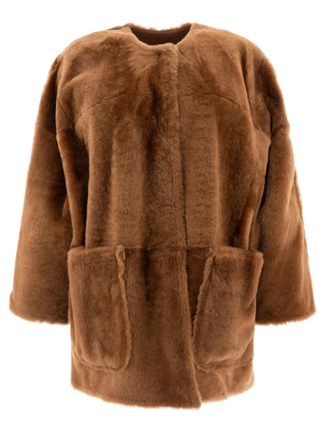 막스마라 아뜰리에 FW24 Lacon shearling reversible coat 2421416025600SANTOS002 Brown