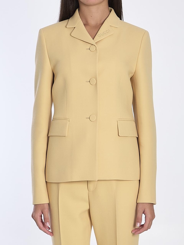 구찌 FW24 Wool crepe jacket 793775_Z7AA2_9048 YELLOW