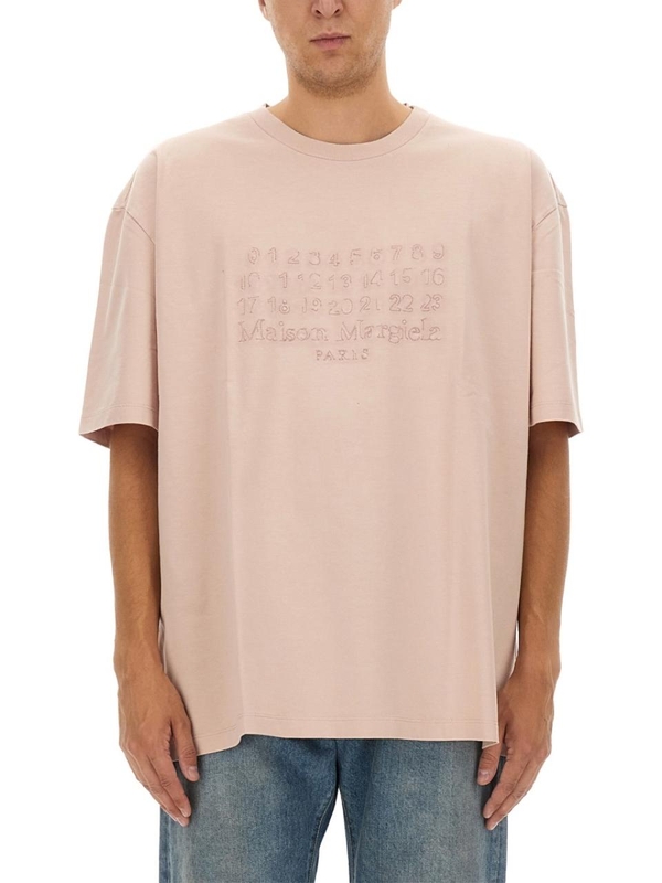 메종마르지엘라 FW24 T-SHIRT WITH EMBROIDERED LOGO S50GC0703_S23883218 PINK