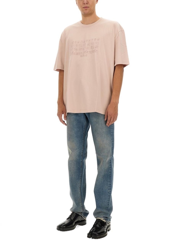 메종마르지엘라 FW24 T-SHIRT WITH EMBROIDERED LOGO S50GC0703_S23883218 PINK