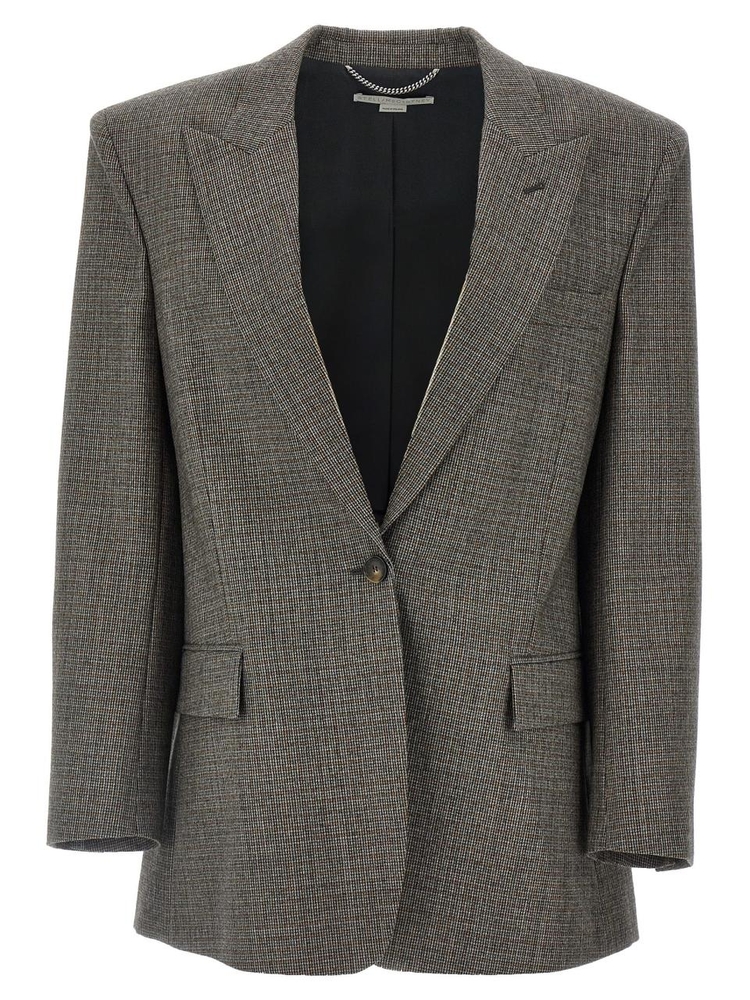 스텔라 매카트니 FW24 Single-breasted micro houndstooth blazer 6501233EJ7902425 Gray