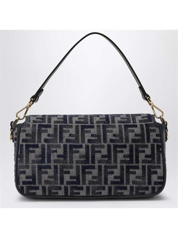 펜디 FW24 FENDI FF Dark Blue Chenille Baguette Bag 8BR600ASU0 Grey