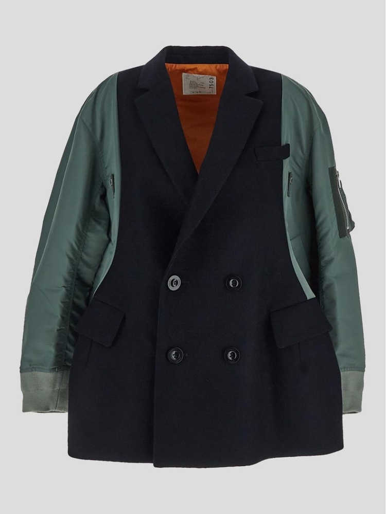 사카이 FW24 Sacai Coat 07503265 Navykhakibeige