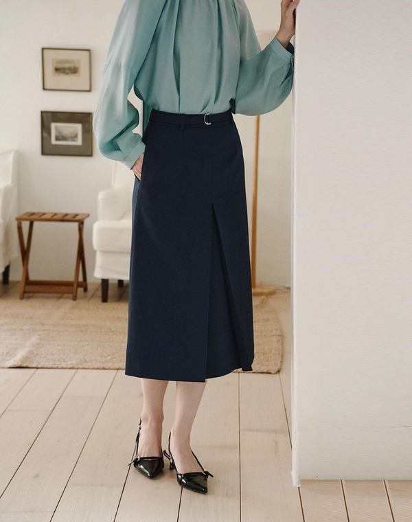 에이라인 벨트 스커트 네이비 A LINE BELT SKIRT NAVY