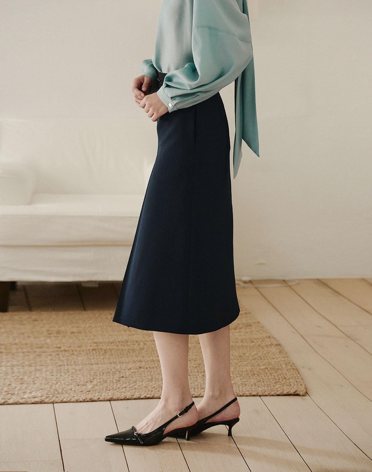 에이라인 벨트 스커트 네이비 A LINE BELT SKIRT NAVY