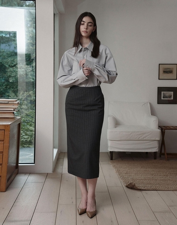 스트라이프 스커트 차콜 STRIPE SKIRT CHARCOAL