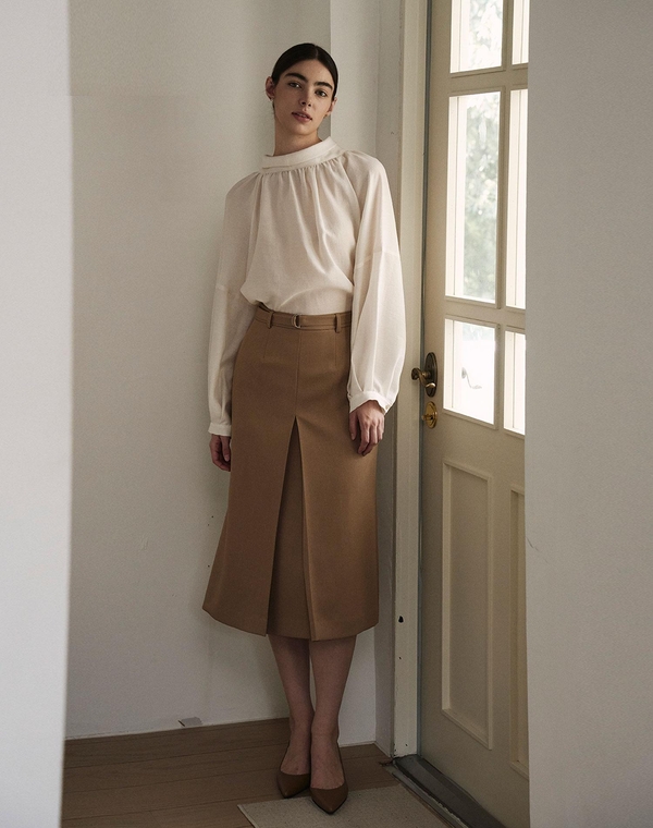 에이라인 벨트 스커트 베이지 A LINE BELT SKIRT BEIGE