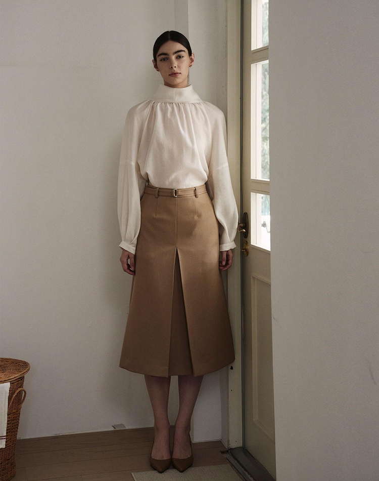 에이라인 벨트 스커트 베이지 A LINE BELT SKIRT BEIGE