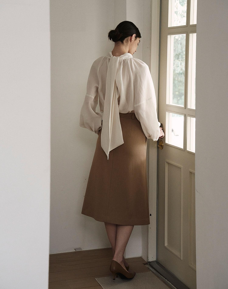 에이라인 벨트 스커트 베이지 A LINE BELT SKIRT BEIGE