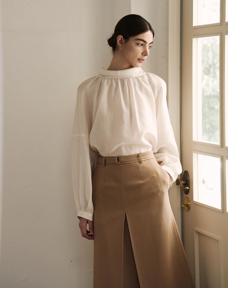 에이라인 벨트 스커트 베이지 A LINE BELT SKIRT BEIGE