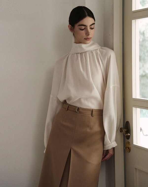 에이라인 벨트 스커트 베이지 A LINE BELT SKIRT BEIGE