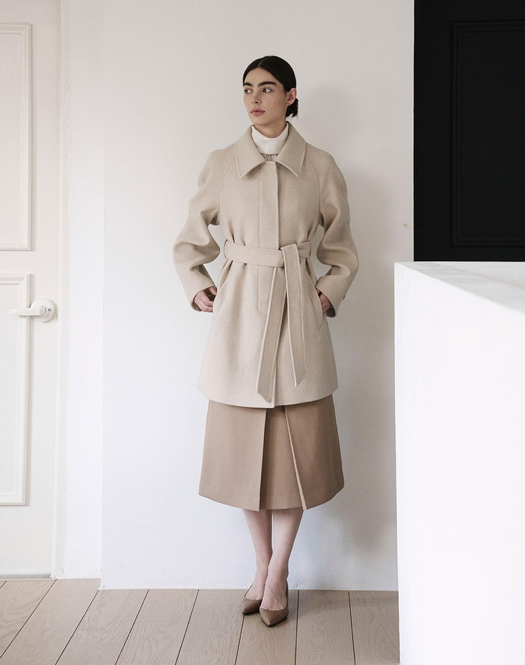 에이라인 벨트 스커트 베이지 A LINE BELT SKIRT BEIGE