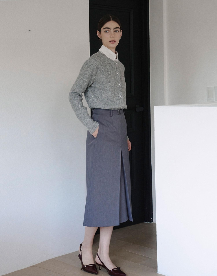 에이라인 벨트 스커트 그레이 A LINE BELT SKIRT GRAY