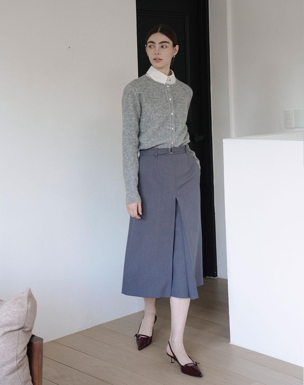 에이라인 벨트 스커트 그레이 A LINE BELT SKIRT GRAY