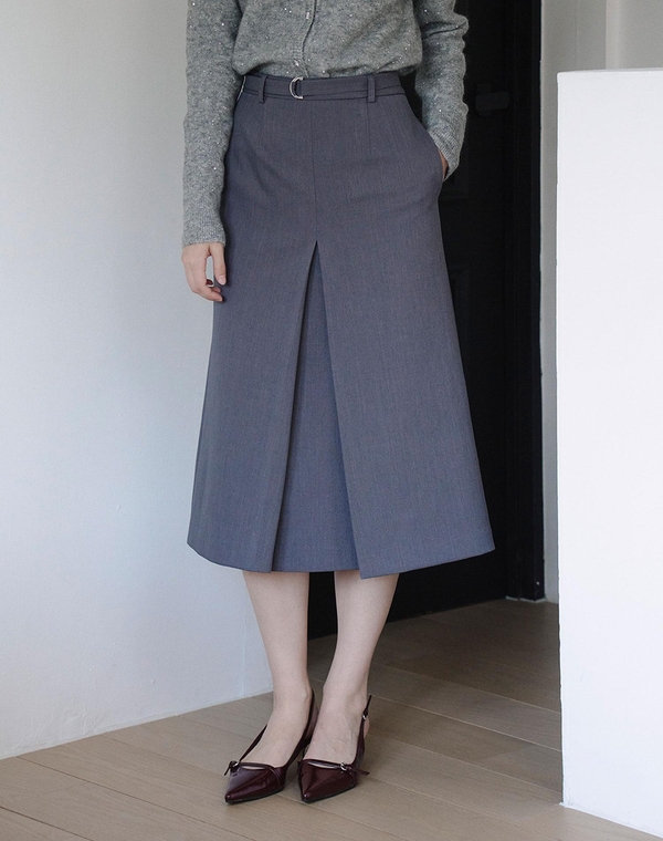 에이라인 벨트 스커트 그레이 A LINE BELT SKIRT GRAY