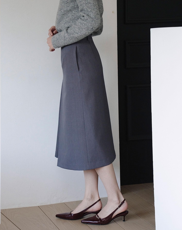 에이라인 벨트 스커트 그레이 A LINE BELT SKIRT GRAY