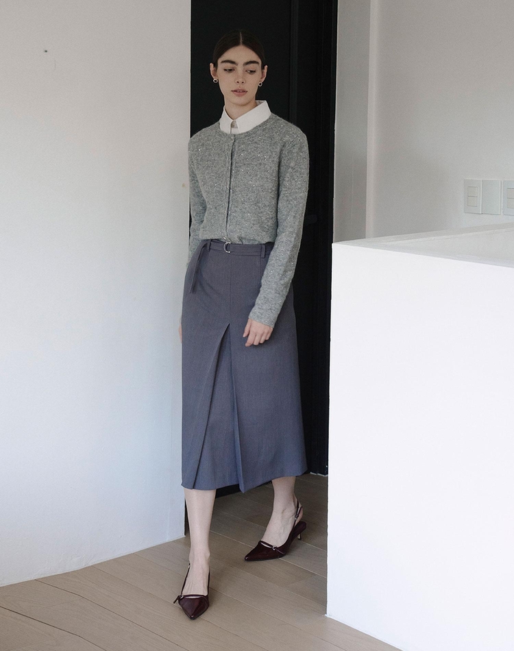 에이라인 벨트 스커트 그레이 A LINE BELT SKIRT GRAY