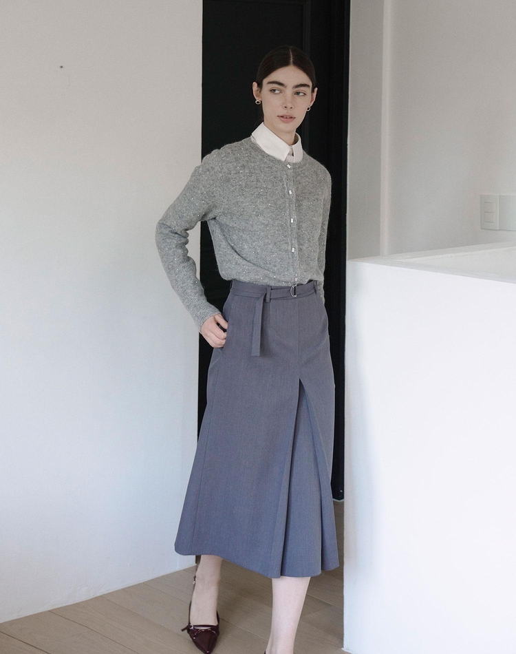 에이라인 벨트 스커트 그레이 A LINE BELT SKIRT GRAY