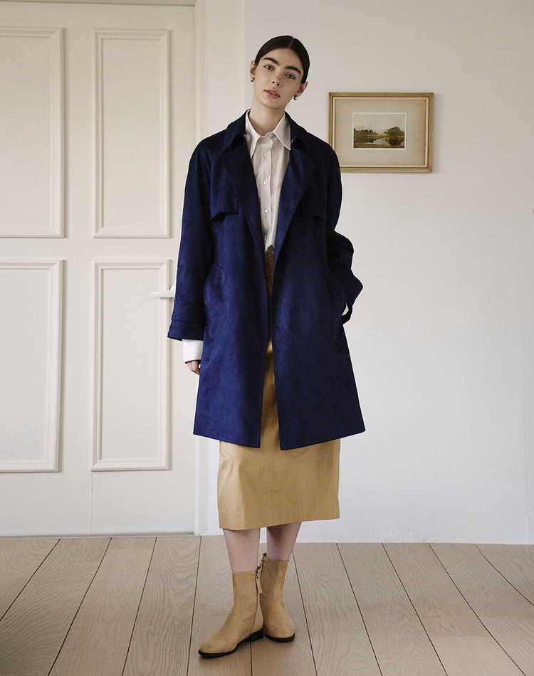 스웨이드 하프 트렌치 네이비 SUEDE HALF TRENCH NAVY