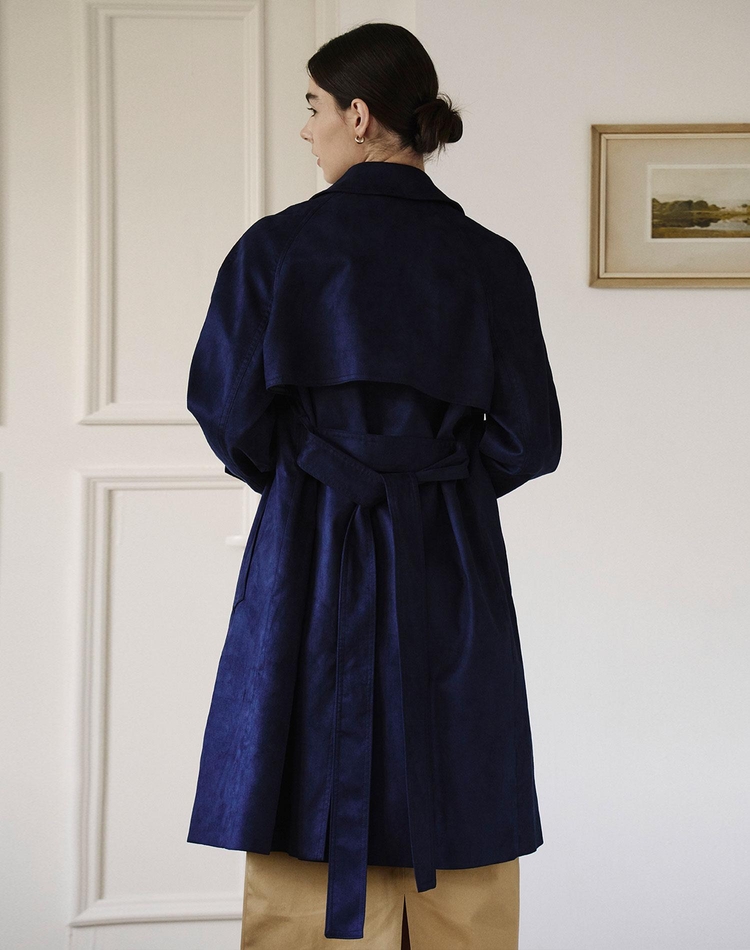 스웨이드 하프 트렌치 네이비 SUEDE HALF TRENCH NAVY