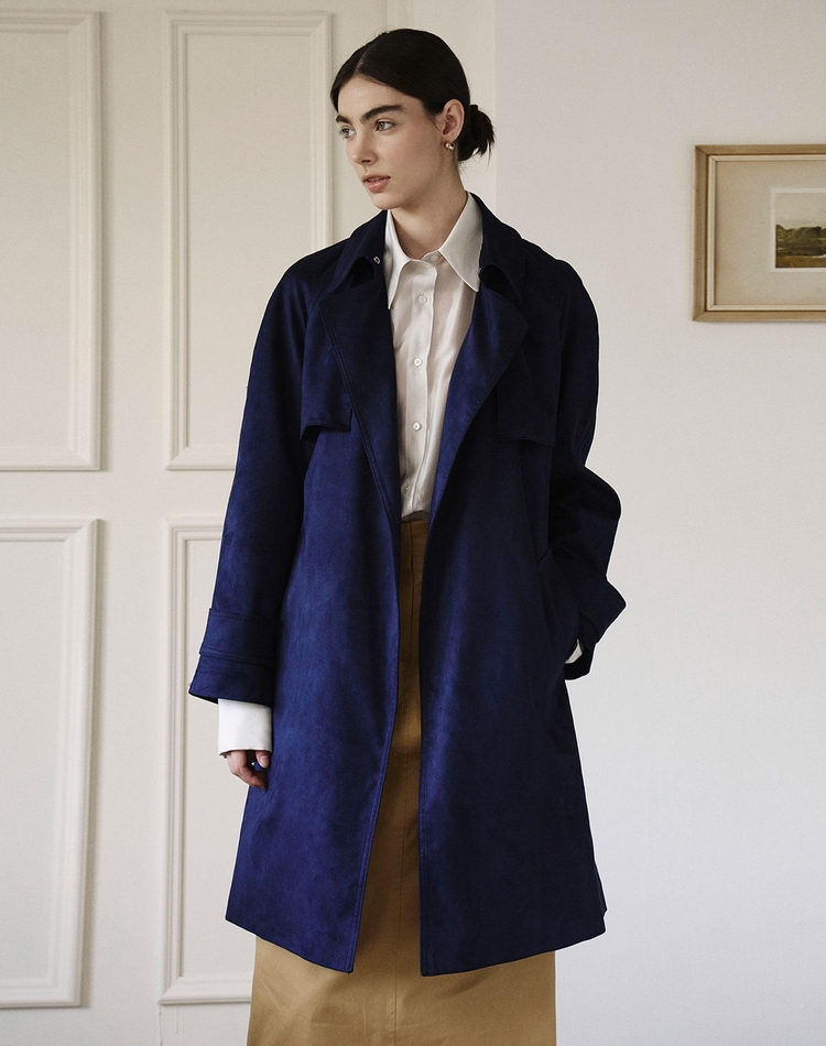 스웨이드 하프 트렌치 네이비 SUEDE HALF TRENCH NAVY