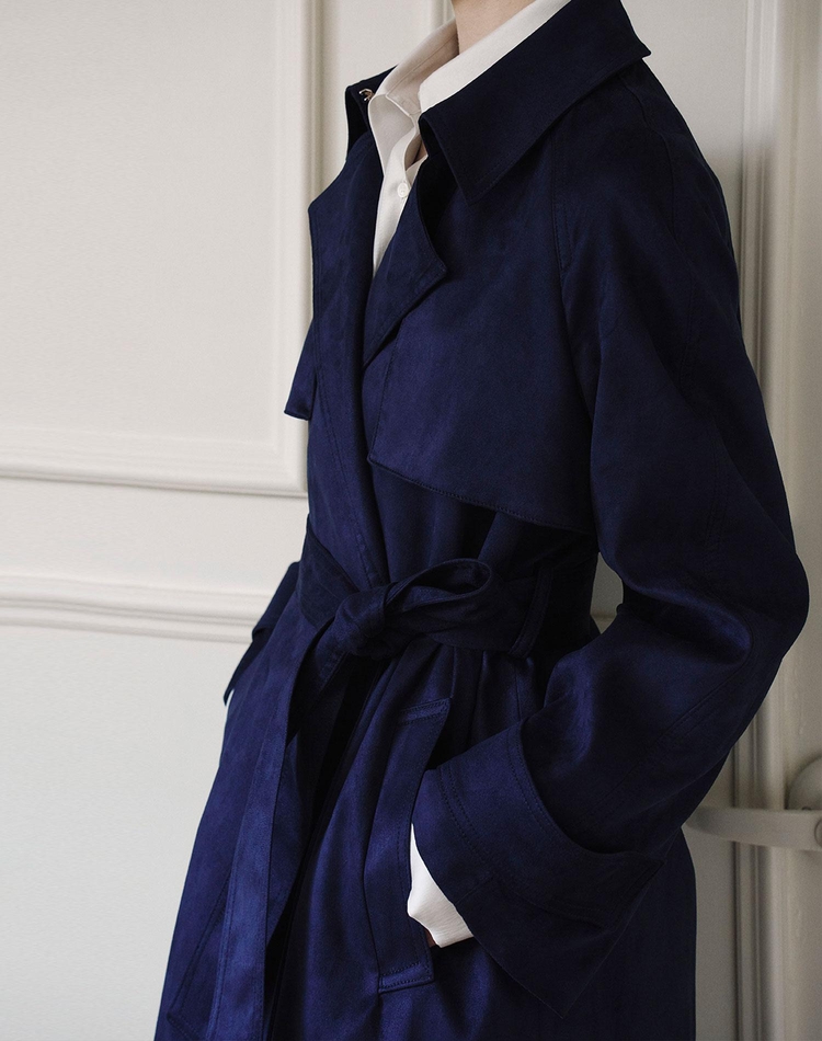 스웨이드 하프 트렌치 네이비 SUEDE HALF TRENCH NAVY