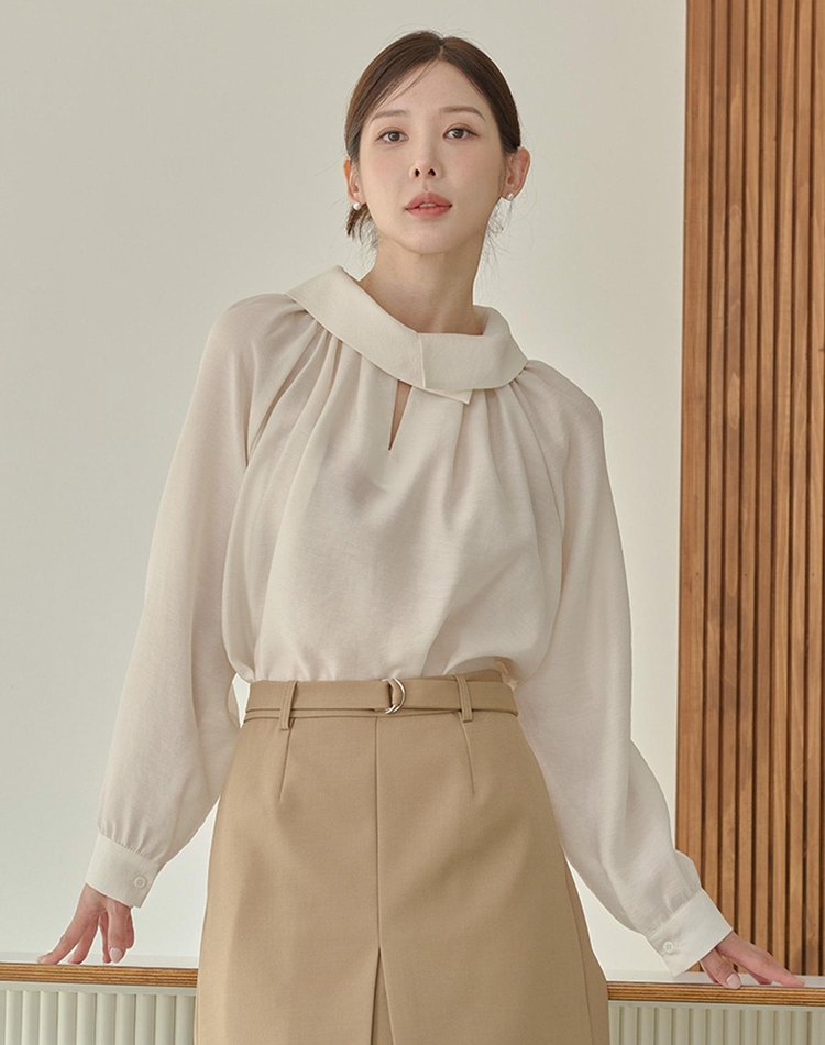 투 웨이 타이 블라우스 아이보리 TWO WAY TIE BLOUSE IVORY