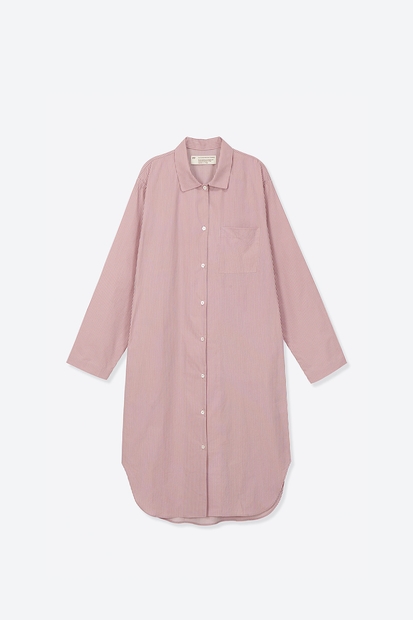 [the CASHMERE THINGS] 100% Cotton Pajamas for Woman (Striped-Pink Dress)