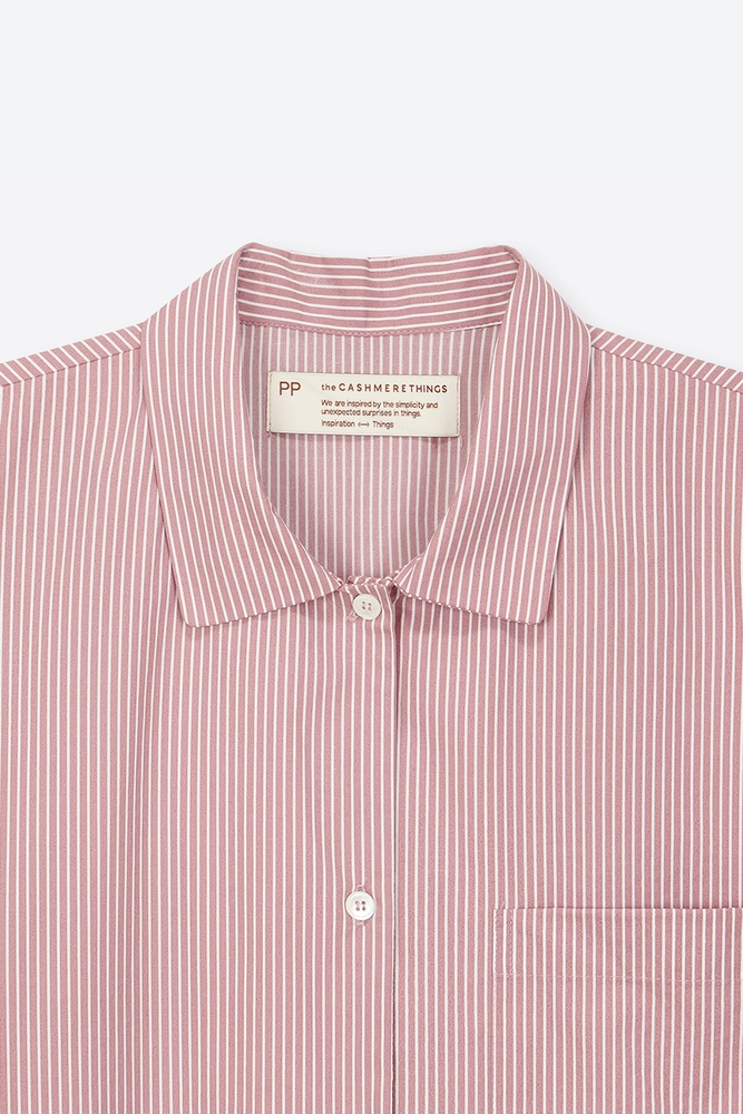 [the CASHMERE THINGS] 100% Cotton Pajamas for Woman (Striped-Pink Dress)