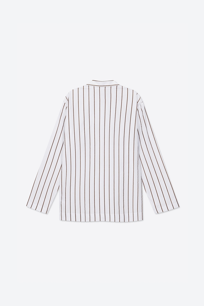 [the CASHMERE THINGS] 100% Cotton Pajamas for Unisex (Wide Striped-Brown)