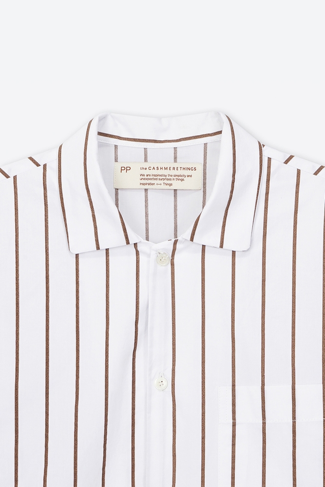 [the CASHMERE THINGS] 100% Cotton Pajamas for Unisex (Wide Striped-Brown)