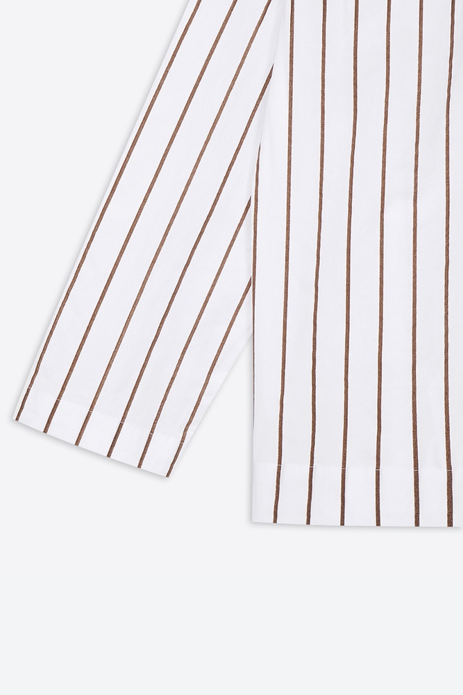 [the CASHMERE THINGS] 100% Cotton Pajamas for Unisex (Wide Striped-Brown)