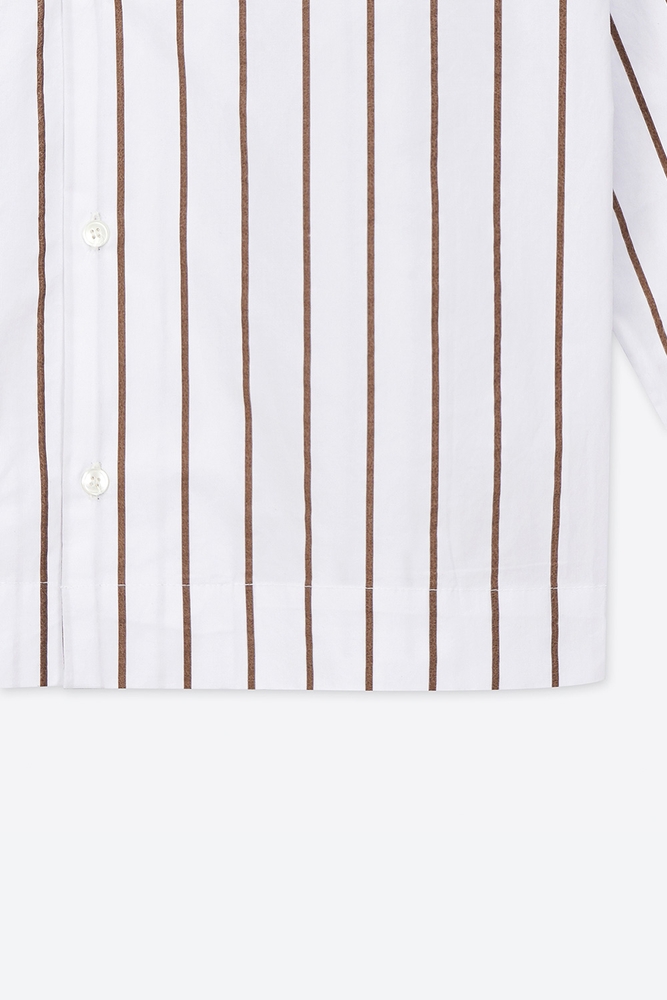 [the CASHMERE THINGS] 100% Cotton Pajamas for Unisex (Wide Striped-Brown)