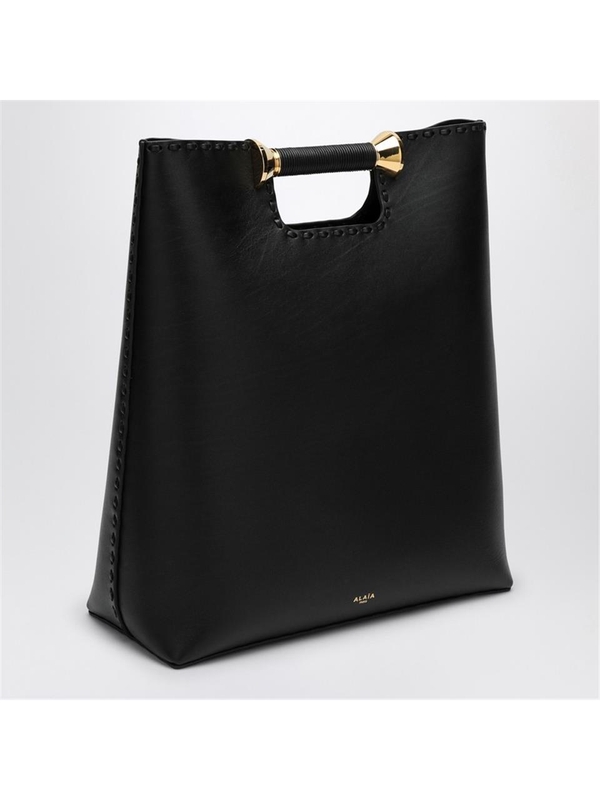 알라이아 FW24 Alaia Bobine black leather tote bag AA1S03840CA515LE Black