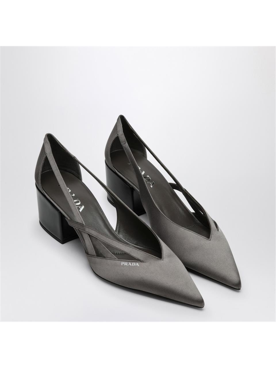 PRADA FW24 Prada Slate grey satin decollete with cut out 1I741NB055049 Pink