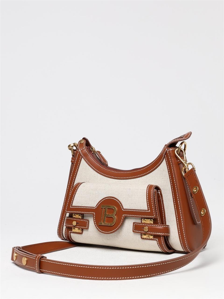 발망 FW24 Balmain B-Buzz bag in canvas and leather DN1BT905TCFE GEM Beige